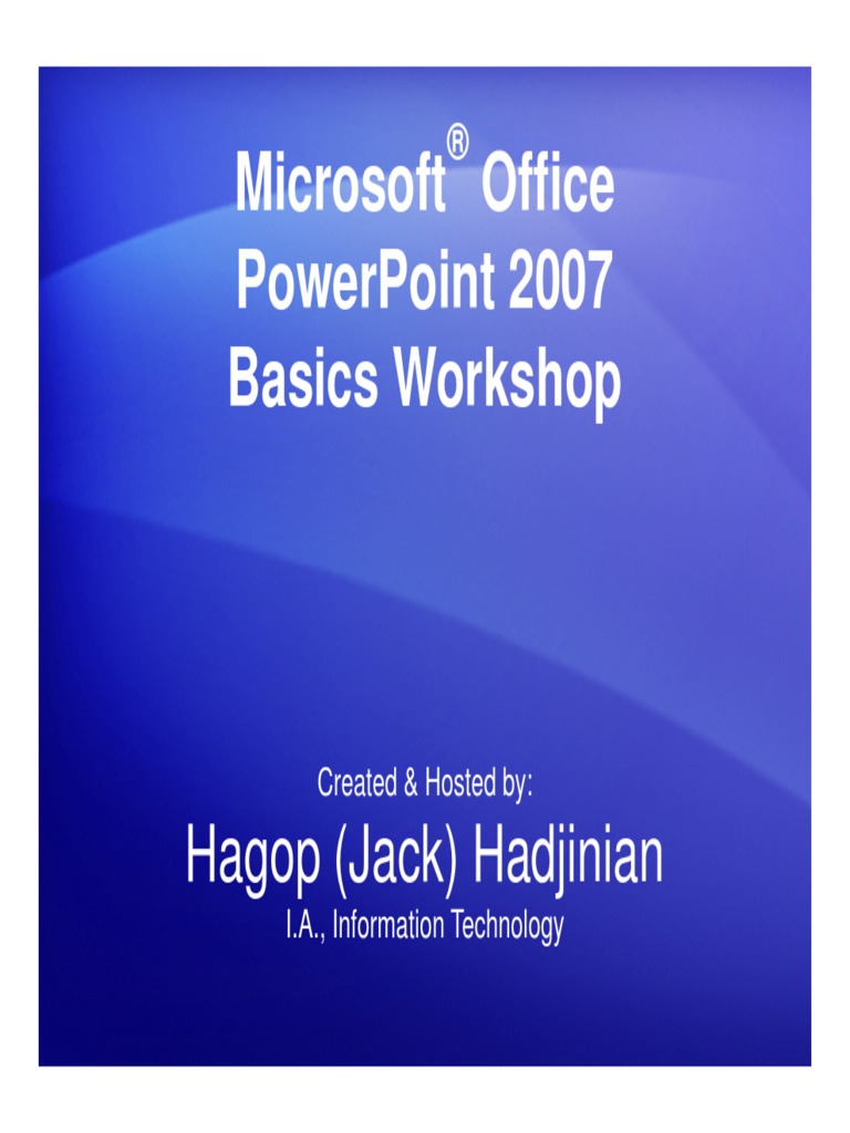 Microsoft Office PowerPoint 2007 Basics Workshop - Web | PDF ...