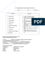 First Periodical Test in TLE - ICT - Computer Hardware Servicing Specialization (Grade 9)