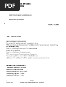 Cambridge English Advanced Sample Paper 3 Reading and Use of English v2