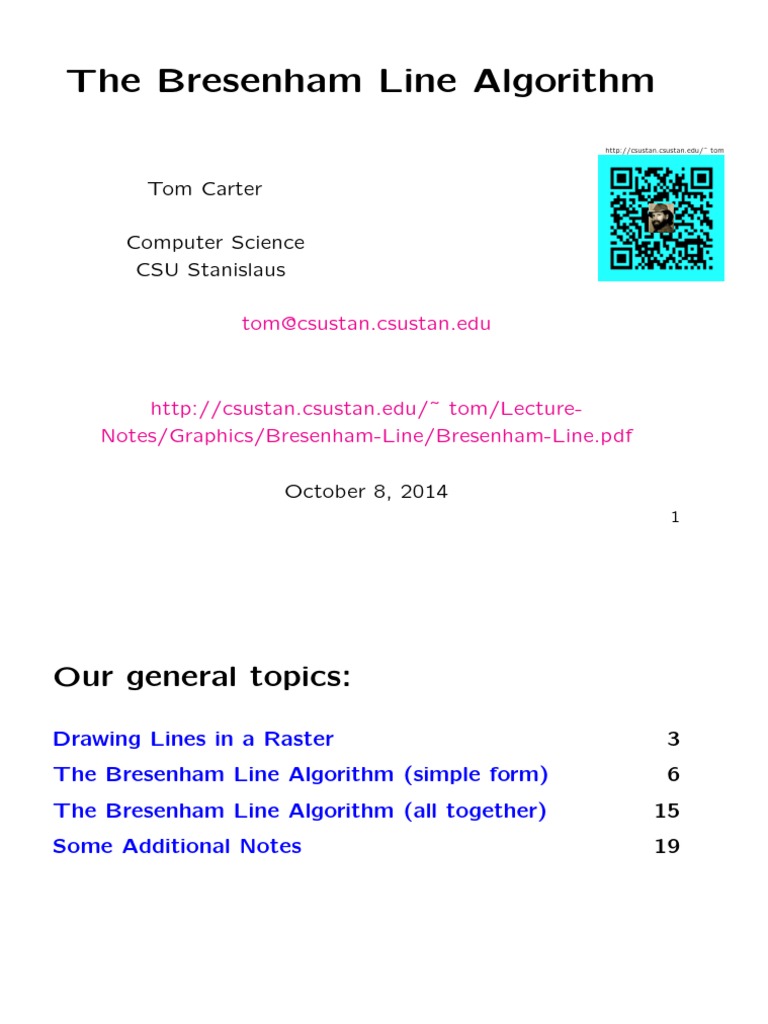 Bresenham's Line Drawing Algorithm | PDF | Mathematical Concepts ...