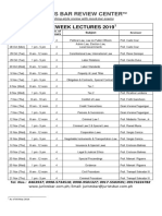 2019 Schedule of Preweek Lectures