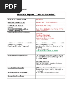 Monthly Report