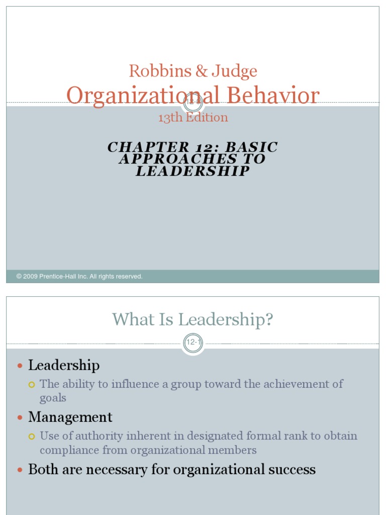 Chapter 12: Basic Approaches To Leadership | PDF | Leadership ...