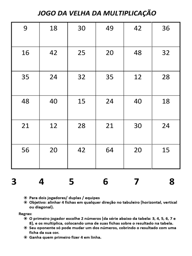 Jogo Da Velha Da Multiplicação Pdf