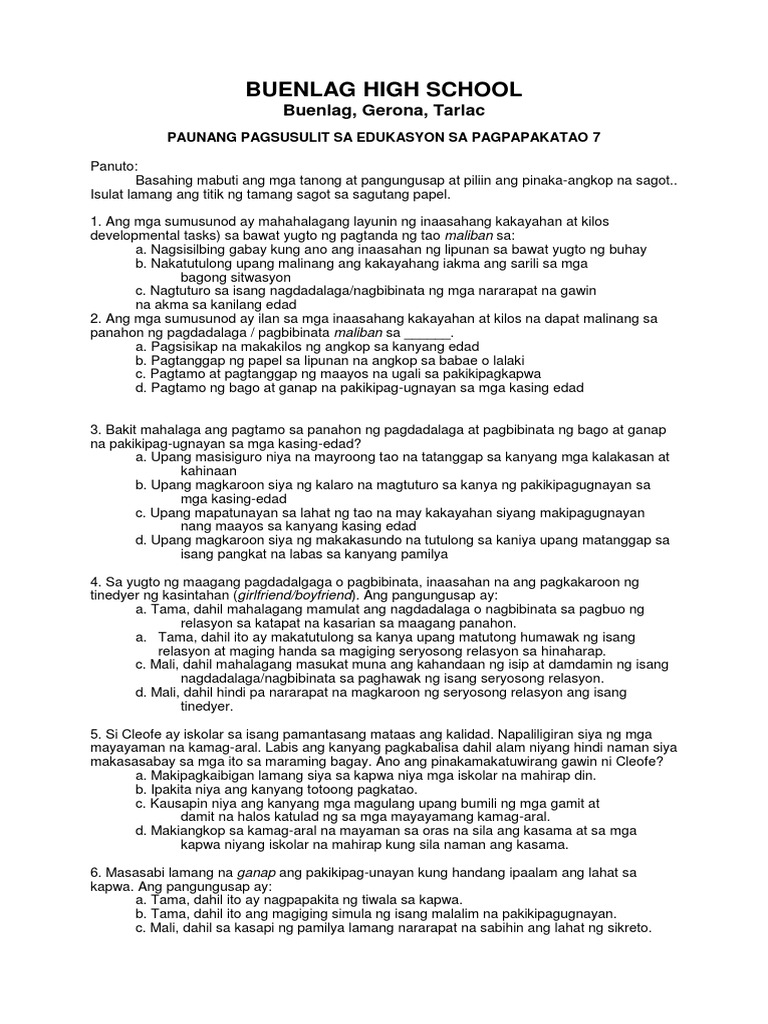 Esp I Pre Tests 100 Items | PDF