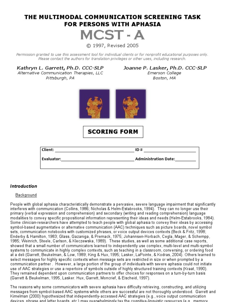 MCST Score-Compressed | Download Free PDF | Aphasia | Communication