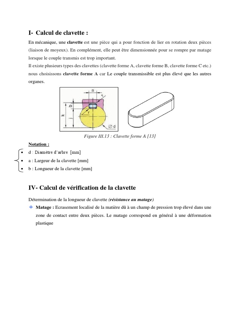 Calcul Clavette | PDF | Physique appliquée et interdisciplinaire | Machine