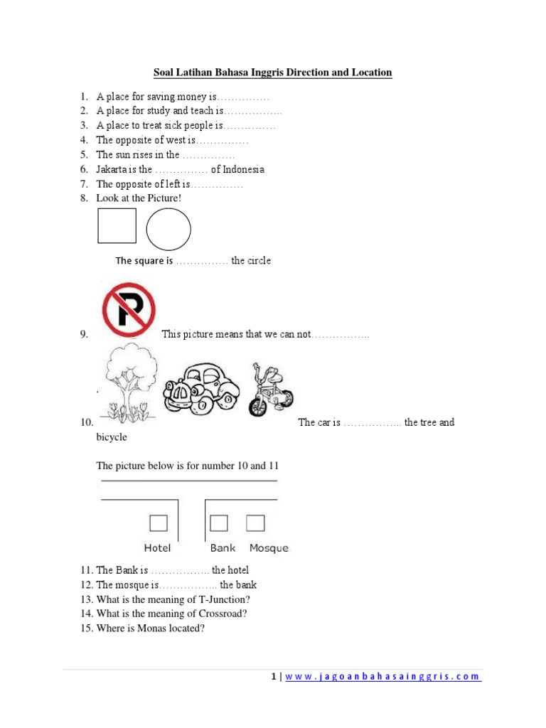 Soal Latihan Bahasa Inggris Direction And Location Docx