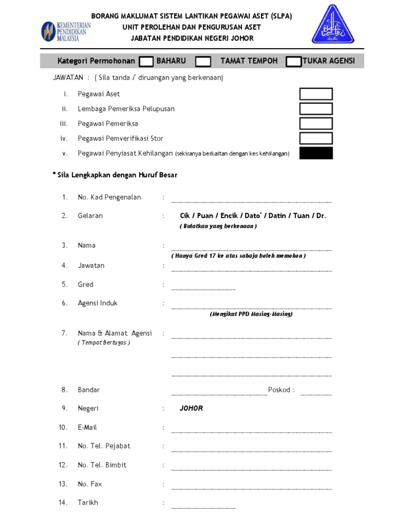 Borang Pelantikan Slpa Baharu Pdf