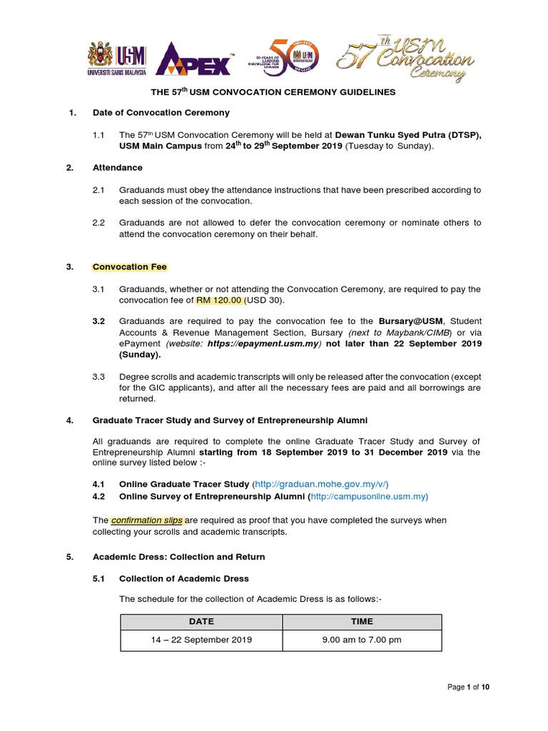 USM Convocation Ceremony Guidelines | PDF | Clothing | Fashion