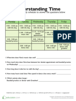 Understanding Time: Use Nina's Weekly Schedule To Answer The Questions Below