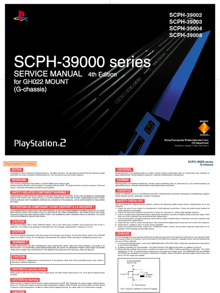 Sony Ps2 SCPH 39000 Series Service Manual GH 022 | PDF