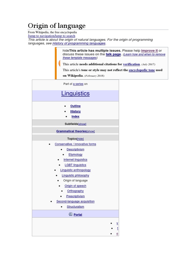Origin Of Language PDF Origin Of Language Homo
