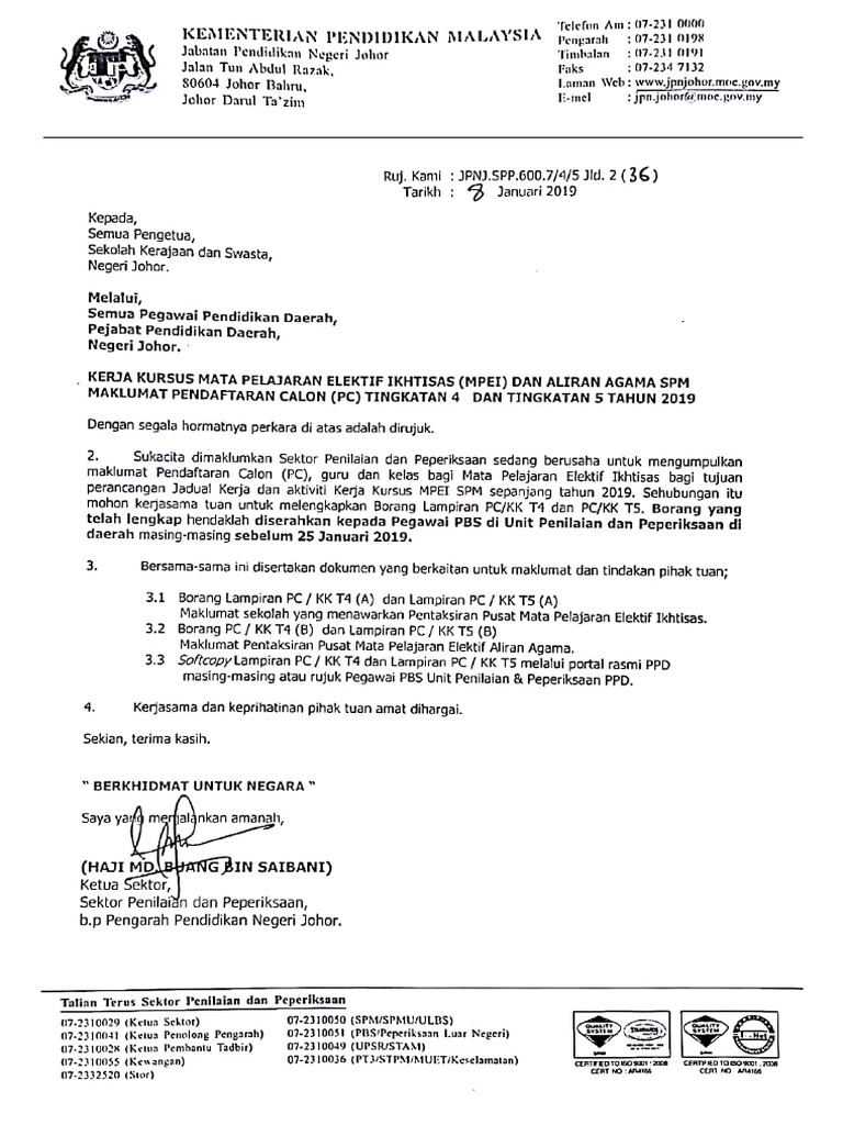 Surat PC Pbs SPM 2019  PDF