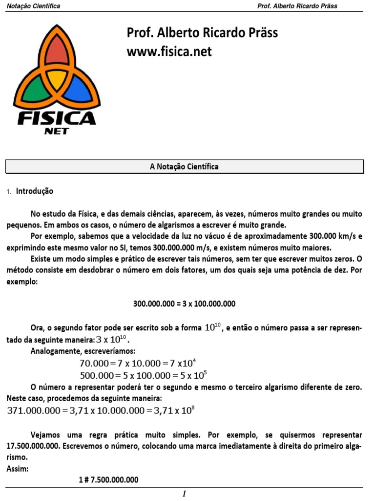 IFísica & Química Rio Forte: Notação Científica
