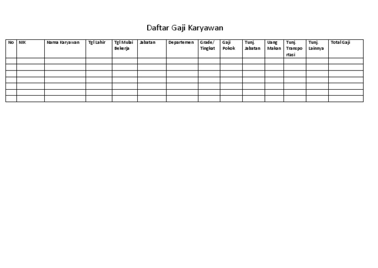 Form Daftar Gaji Karyawan Docx