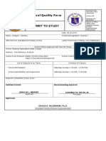 Permit To Study: General Quality Form