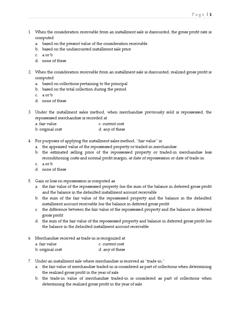 Installment Sales Method Insights | PDF | Interest | Money
