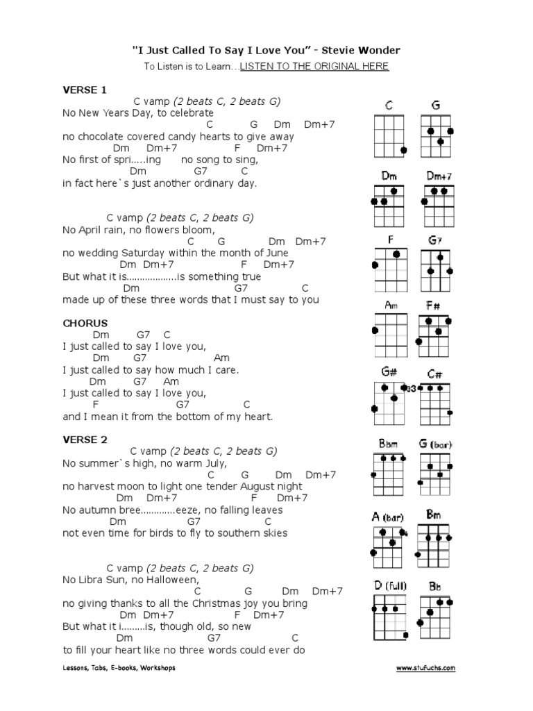 I Just Called To Say I Love You Musical Forms Songs