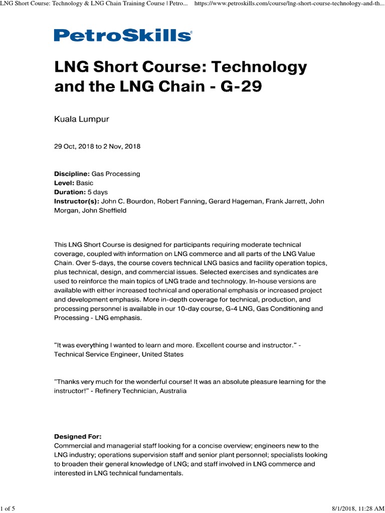 LNG Short Course - Technology & LNG Chain Training Course - PetroSkills ...