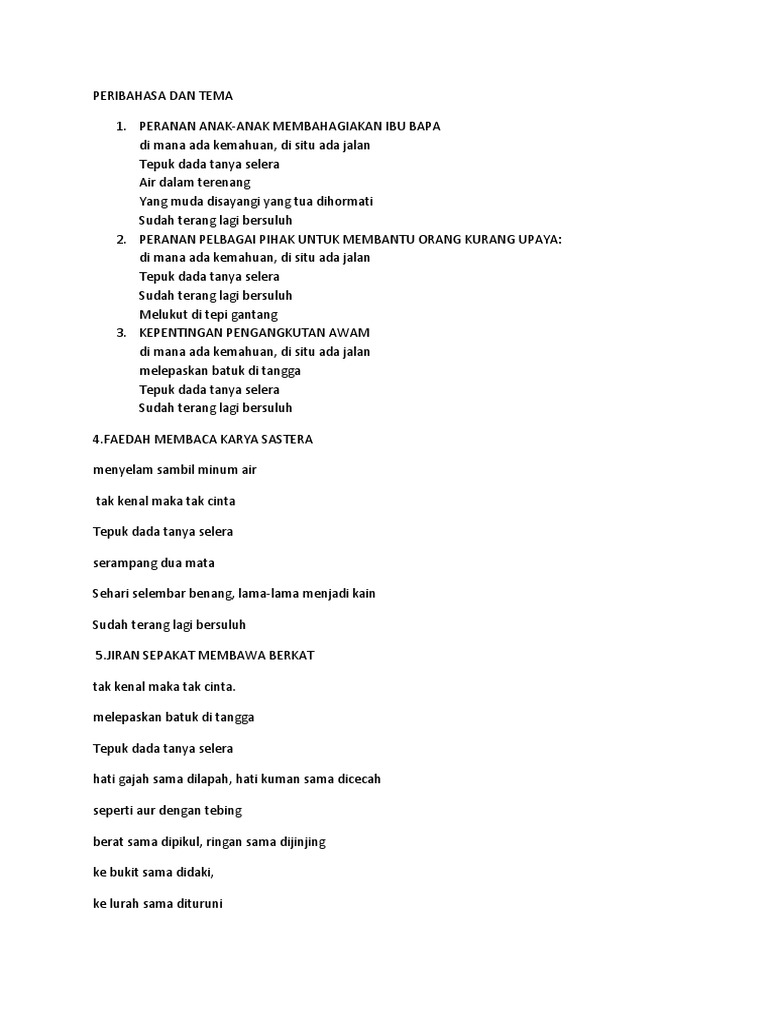 Peribahasa Dan Tema Pdf
