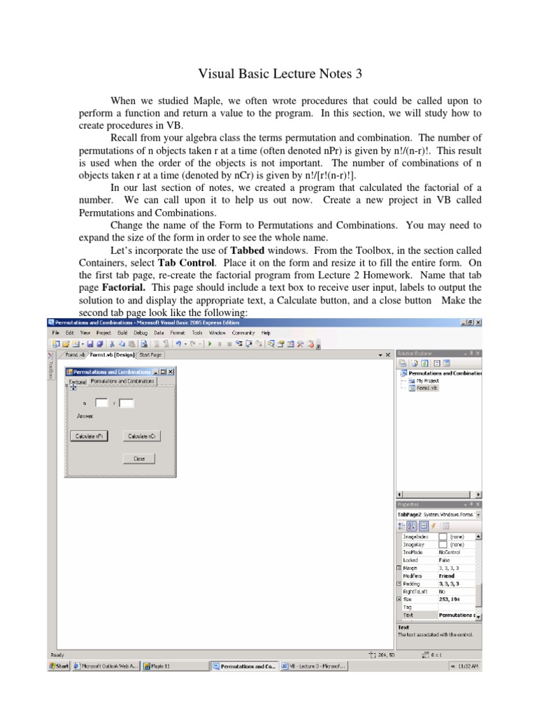 Visual Basic Lecture Notes 3 | PDF | Subroutine | Recursion