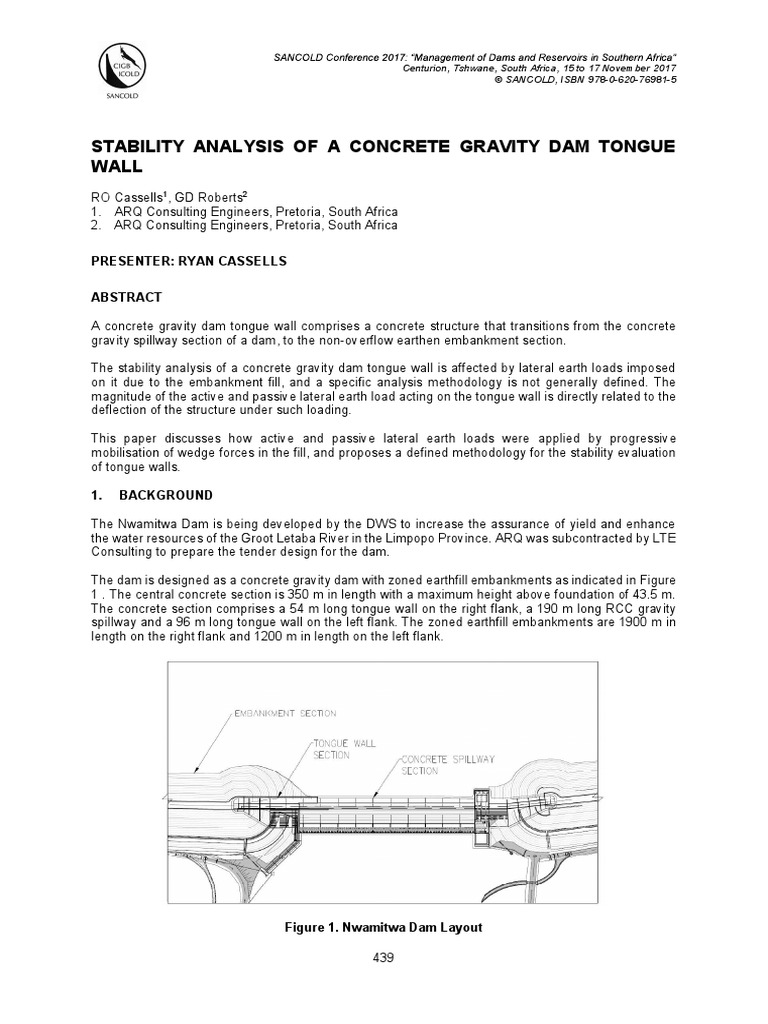 Stability Analysis of A Concrete Gravity Dam Tongue Wall PDF | PDF ...
