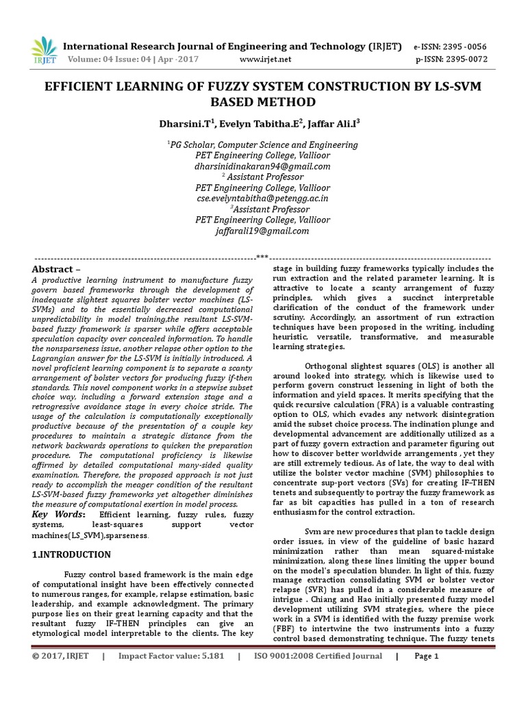 Efficient Learning of Fuzzy System Construction by LS-SVM Based Method ...
