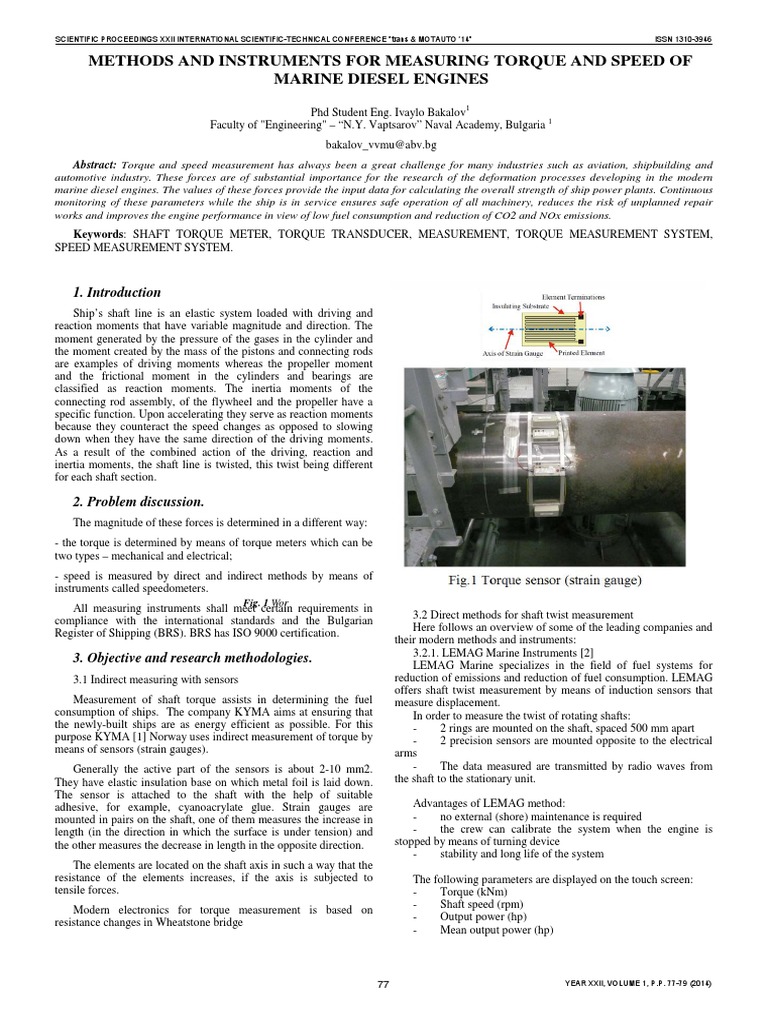 Measuring Torque and Speed in Marine Engines | PDF | Torque | Diesel Engine