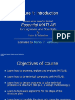 Lecture 1: Introduction: Essential MATLAB