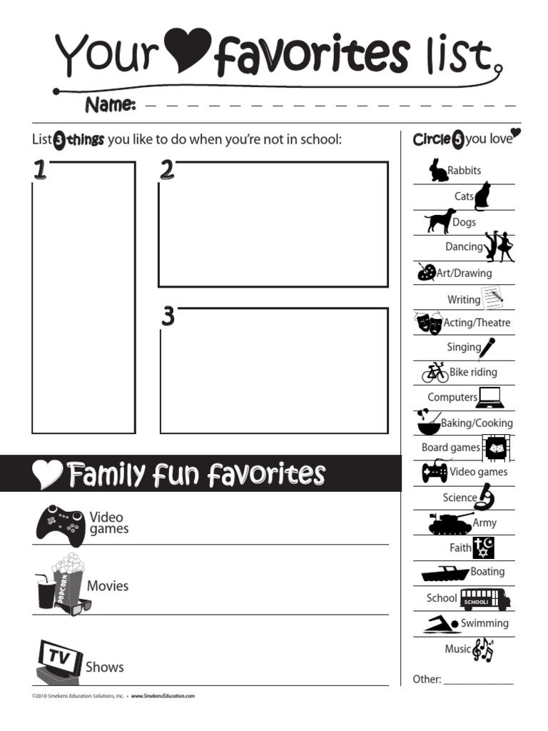 Interest Inventory k-2 With Icons Use | PDF | Sports | Volleyball