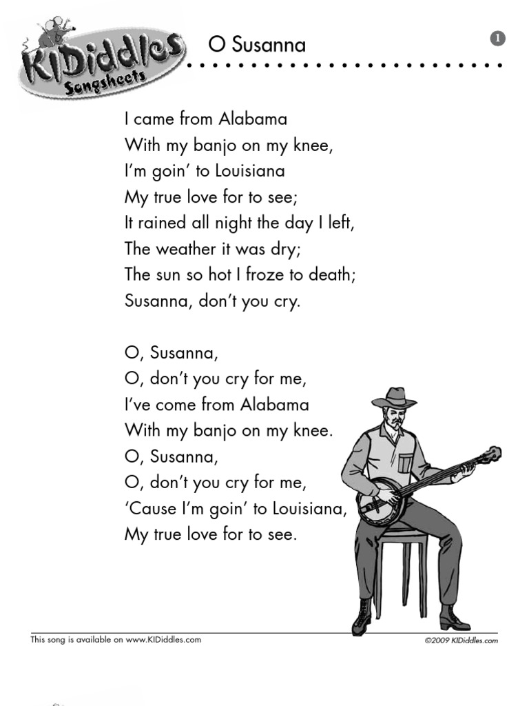 Oh Susanna: Original Lyrics | PDF | Anonymous Works | Blackface Minstrelsy