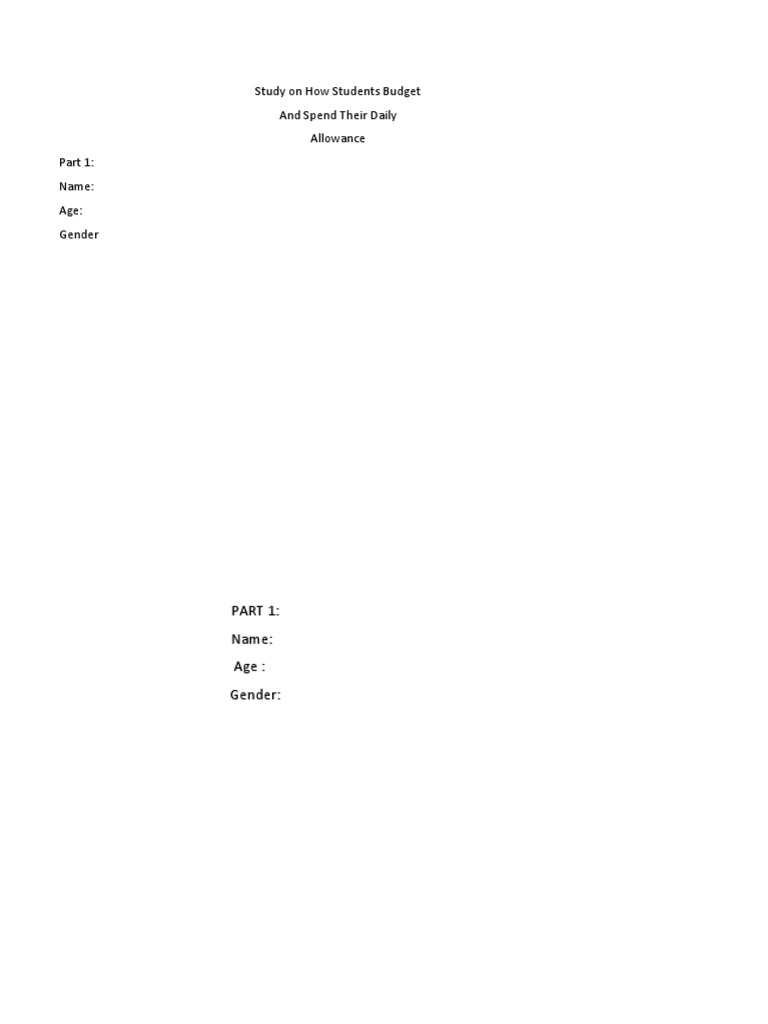 Student Daily Allowance Budgeting Study | PDF | Wellness