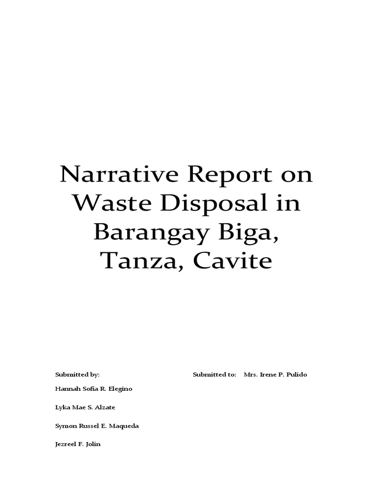 Narrative Report on Waste Disposal in a Barangay Waste Management Waste