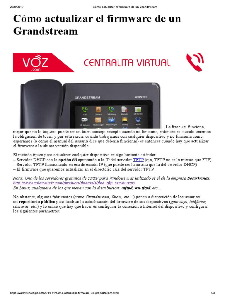Actualización de firmware Grandstream | PDF | Dirección IP | Servidor ...