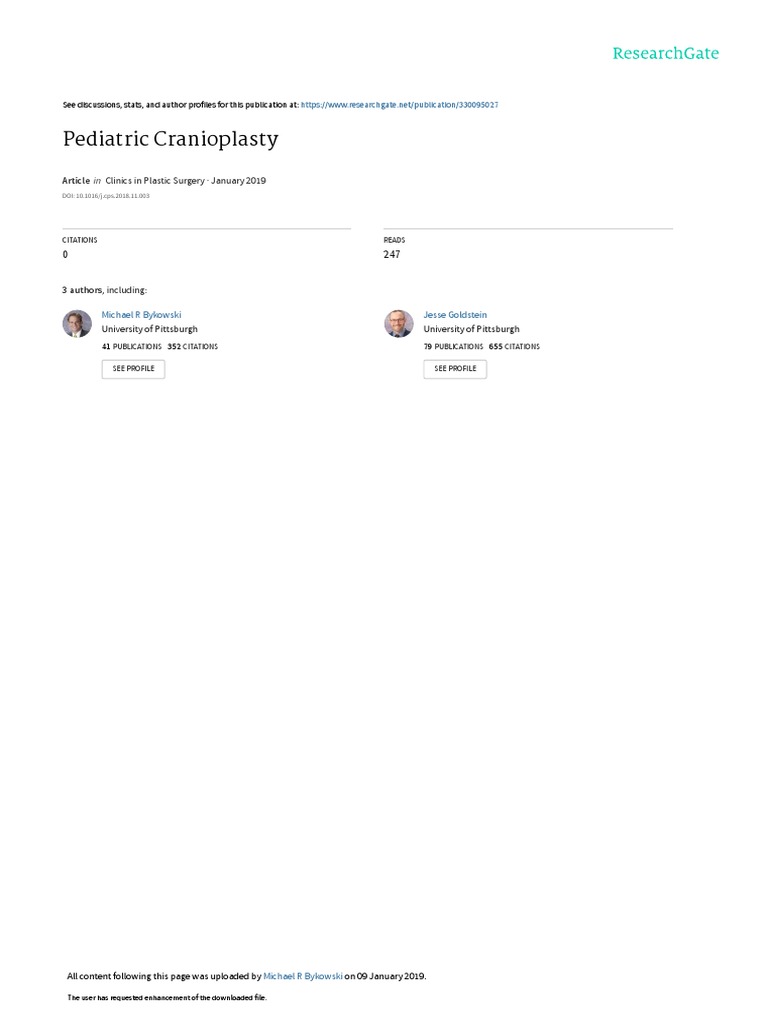 Pediatric Cranioplasty: Clinics in Plastic Surgery January 2019 | PDF ...