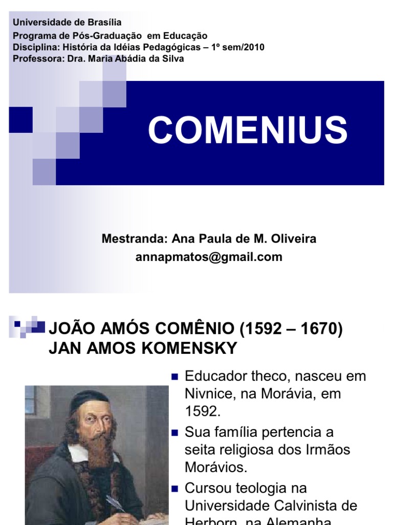 Comenius e A Escola Moderna | PDF | Formação complementar | Religião e ...