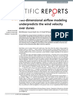 Two-dimensional Airflow Modeling Underpredicts the Wind Velocity Over Dunes