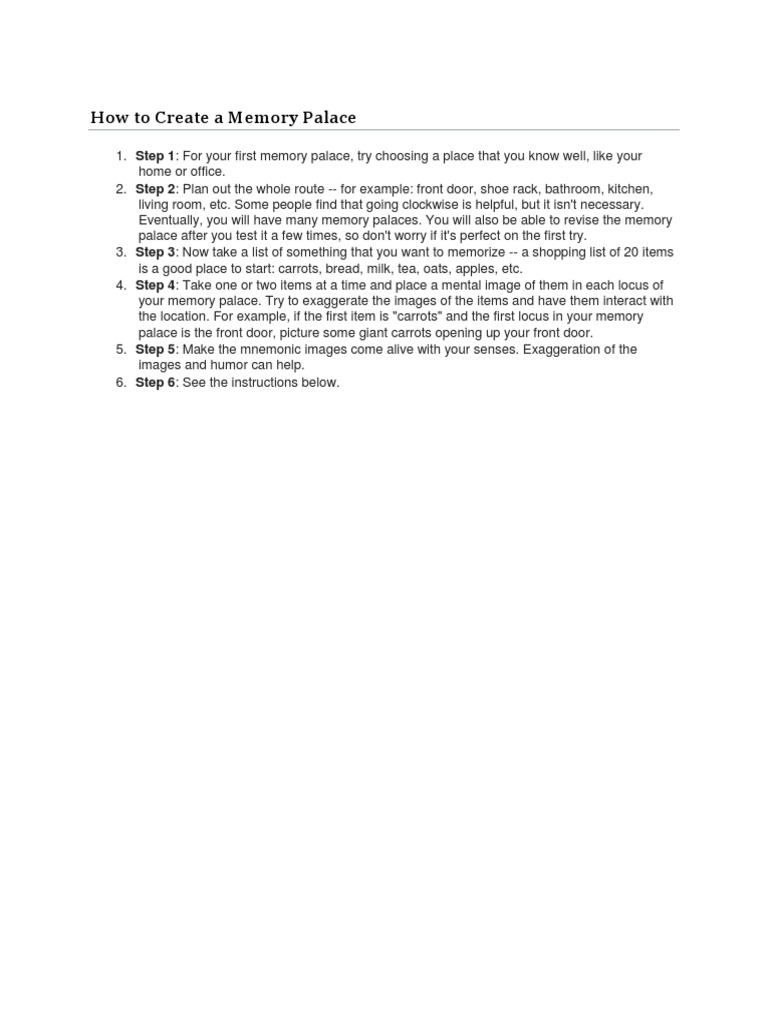 Build Your Memory Palace Step-by-Step | PDF