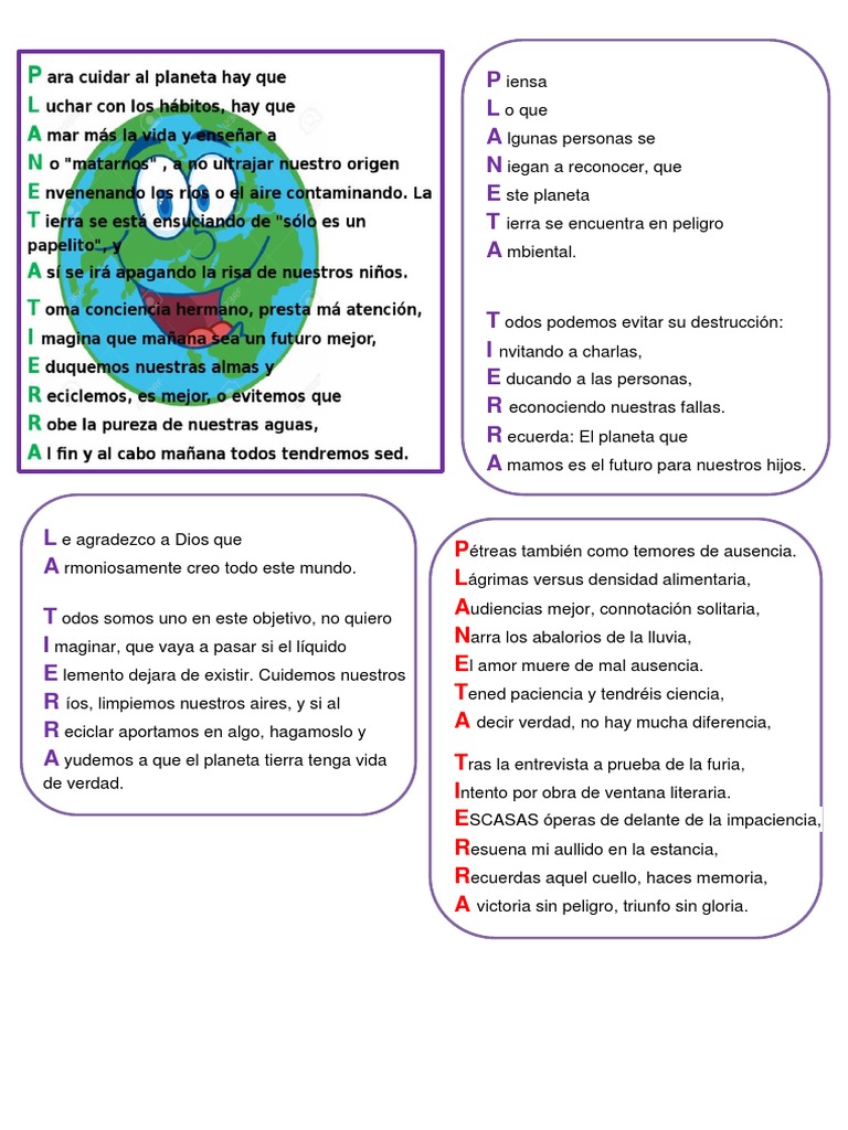 Acrostico Al Planeta Tierra | PDF