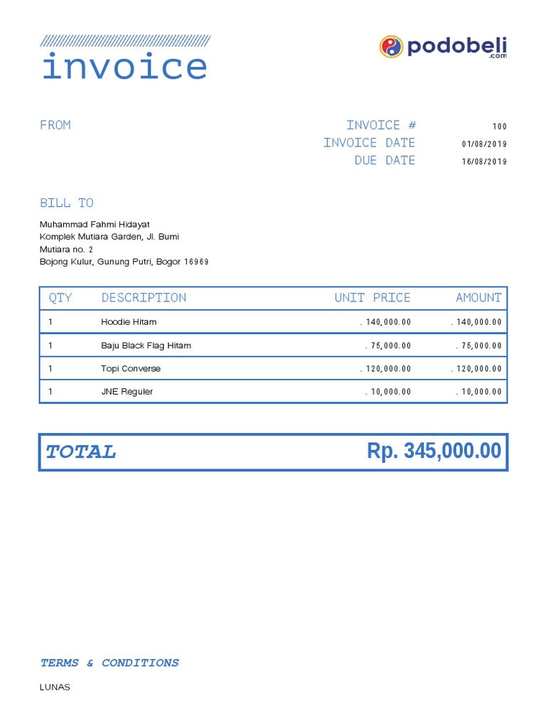 Invoice: Total Rp. 345,000.00 | PDF