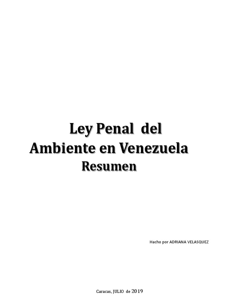 Ley Penal del Ambiente en Venezuela | PDF | La contaminación del agua ...