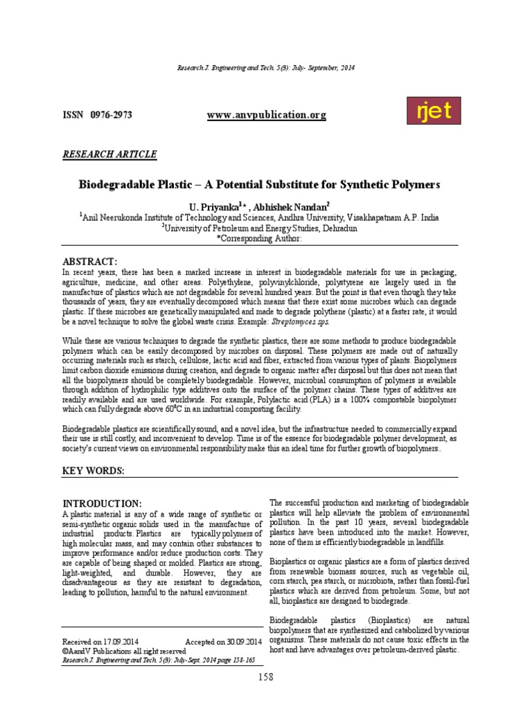 Biodegradable Plastic A Potential Substi PDF | PDF | Biodegradation ...