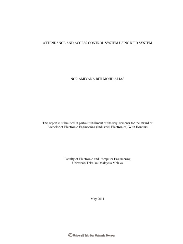 RFID Attendance and Access Control System | PDF | Radio Frequency ...