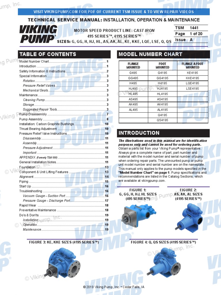 Model Number Chart: Technical Service Manual: Installation, Operation ...