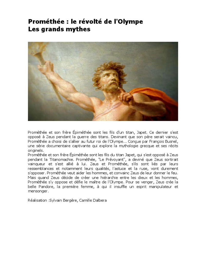Prométhée : Mythe et Révolte contre Zeus | PDF | Philosophie | Droit