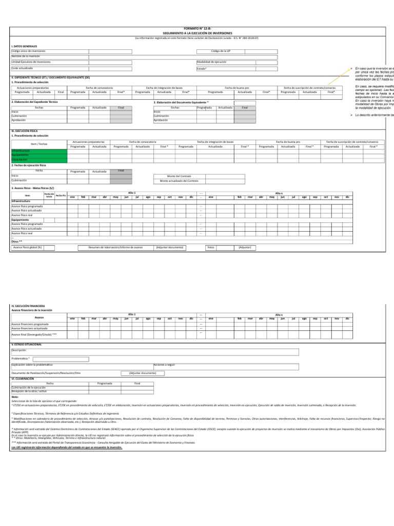 Formato 12-B: Seguimiento de Inversiones | PDF | Economias | Finanzas ...
