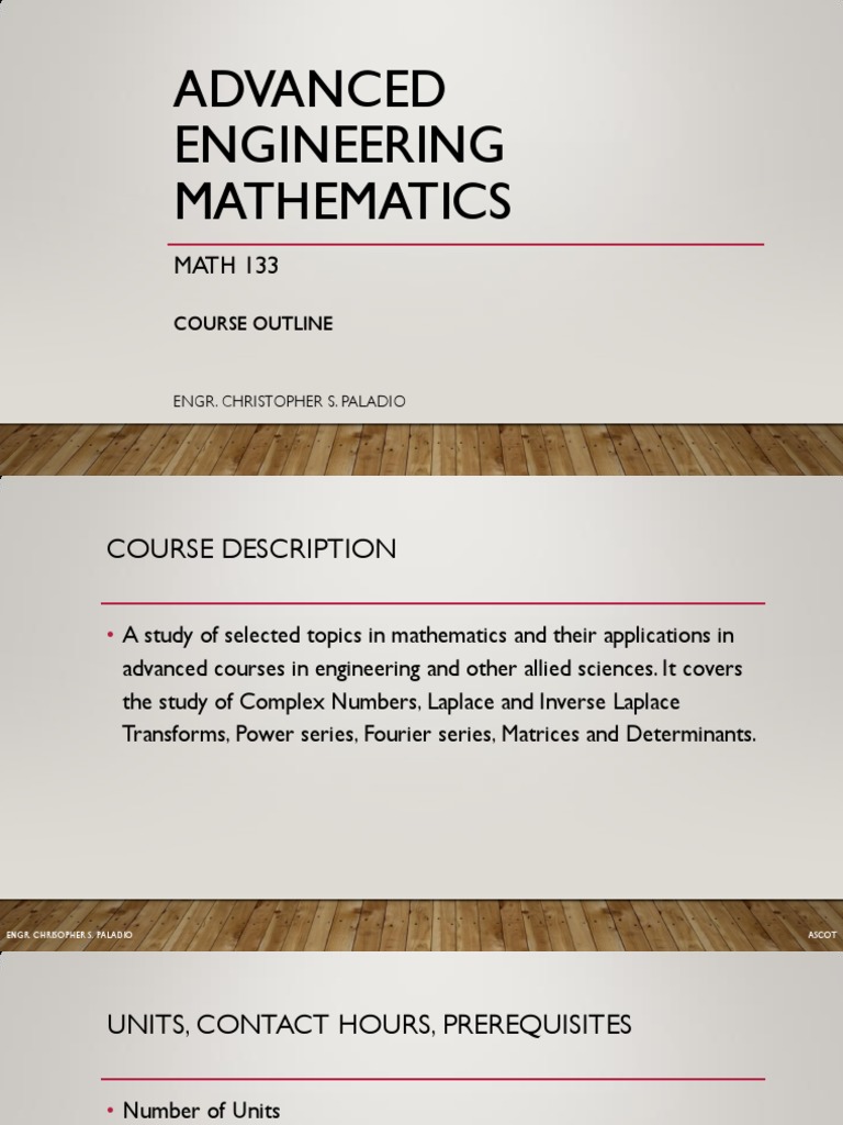 Course Outline - Advanced Engineering Mathematics | PDF | Laplace ...