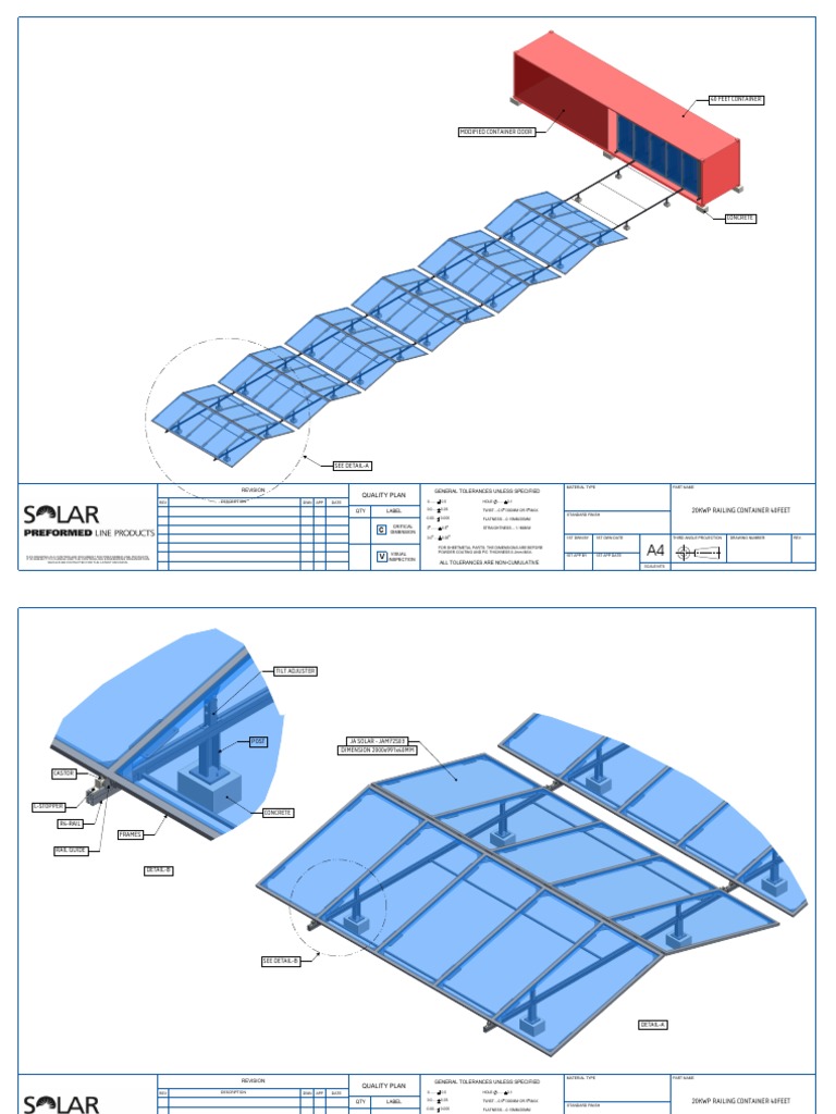 20KWP Railing Container Drawing | PDF | Engineering Tolerance | Engineering