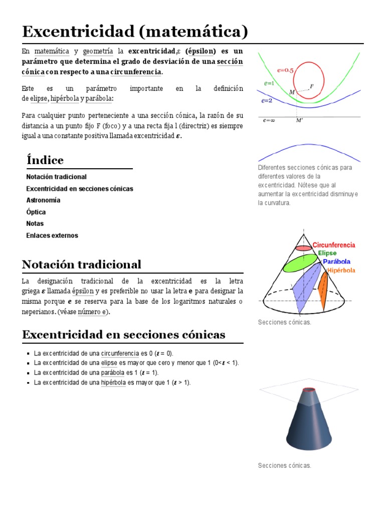 Excentricidad (matemática) Elipse Geometría analítica